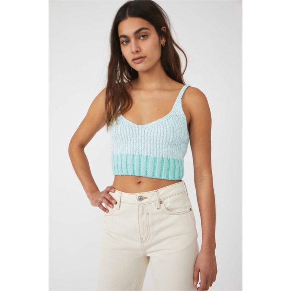 Free People Tops - 14 Free People Here all day brami top blouse crop top cami crochet green blue